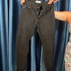 Red Bottoms Faded Black Capri Jeans